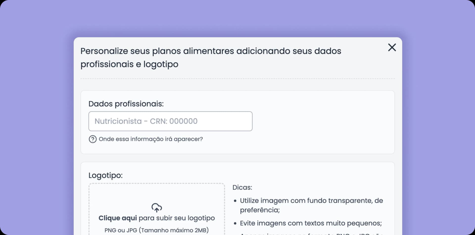 Planos alimentares personalizados
